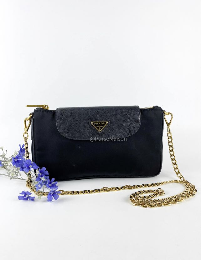 Super Excellent Prada 1BH085 Tessuto Nylon Convertible Clutch