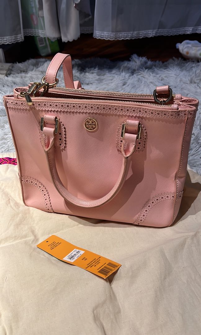 Tory Burch 'robinson' Two-way Chain Saffiano Leather Shoulder Bag in Pink