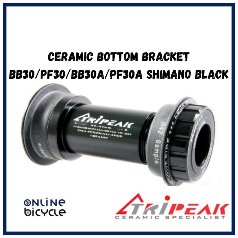 Tripeak Ceramic Bottom Bracket BB30/PF30/BB30A/PF30A Shimano Black for  Bicycle and Cycling