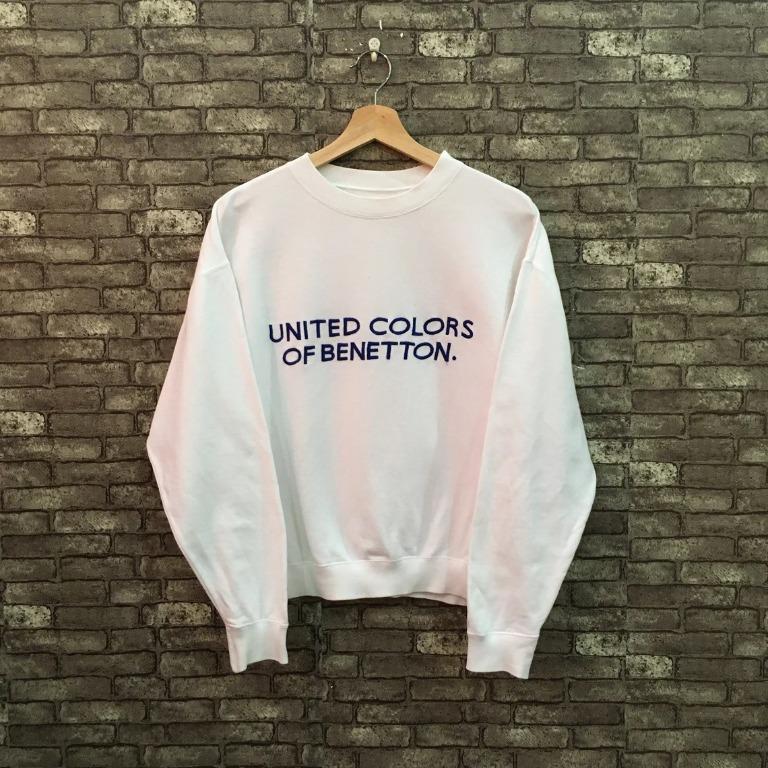 United Color of Benetton Sweatshirt White Spellout Big Logo Jumper