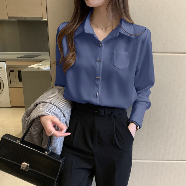 Women's Elegant Office Shirt | Long Sleeve Formal | Office Wear Blouse | OL  Work Wear | Business Blouse Women Formal | Chiffon Shirt, Women's Fashion,  Tops, Longsleeves on Carousell