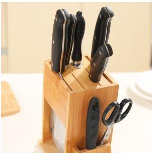 1pc Small Bamboo Divider Knife Block, Kitchen Space-saving Cutlery Storage  Rack, Countertop Moldproof Drainage Rack, Multi-purpose Utensil Organizer