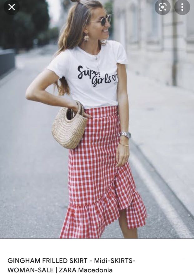 Gingham skirt zara shop