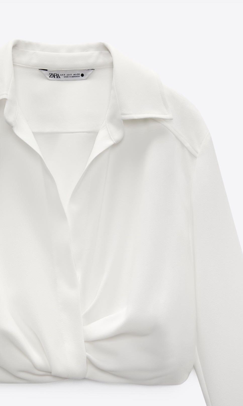Zara pleated crop top, Fesyen Wanita 