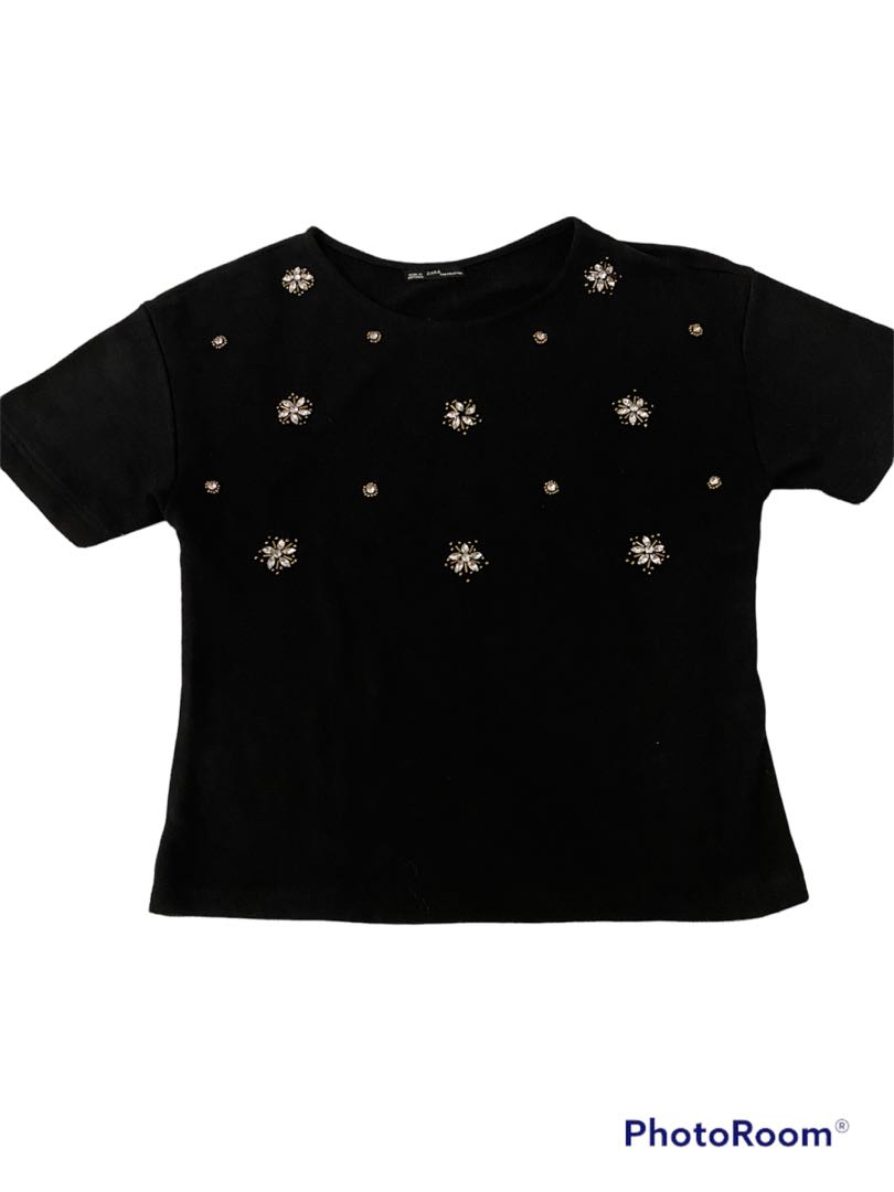 zara pearl studded top