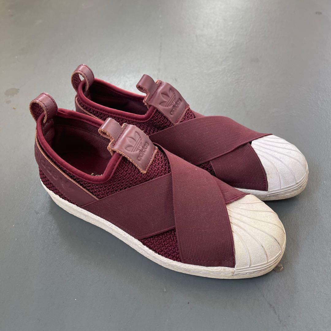 Adidas superstar sales slip on maroon