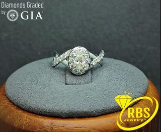 18k GIA Certified Diamond Halo Ring