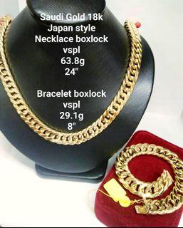 18K Saudi Gold Necklace and bracelet