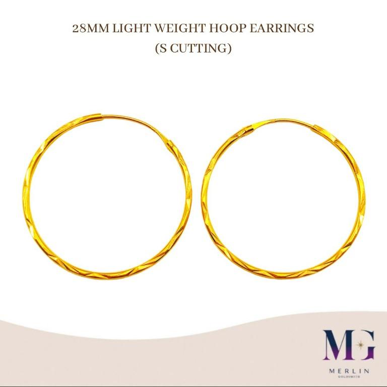Gold hoop earrings light weight clearance