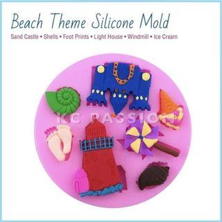 🏖 BEACH • SUMMER THEME SILICONE MOLD [Sand Castle • Light House • Shells • Windmill • Foot Prints • Ice Cream]