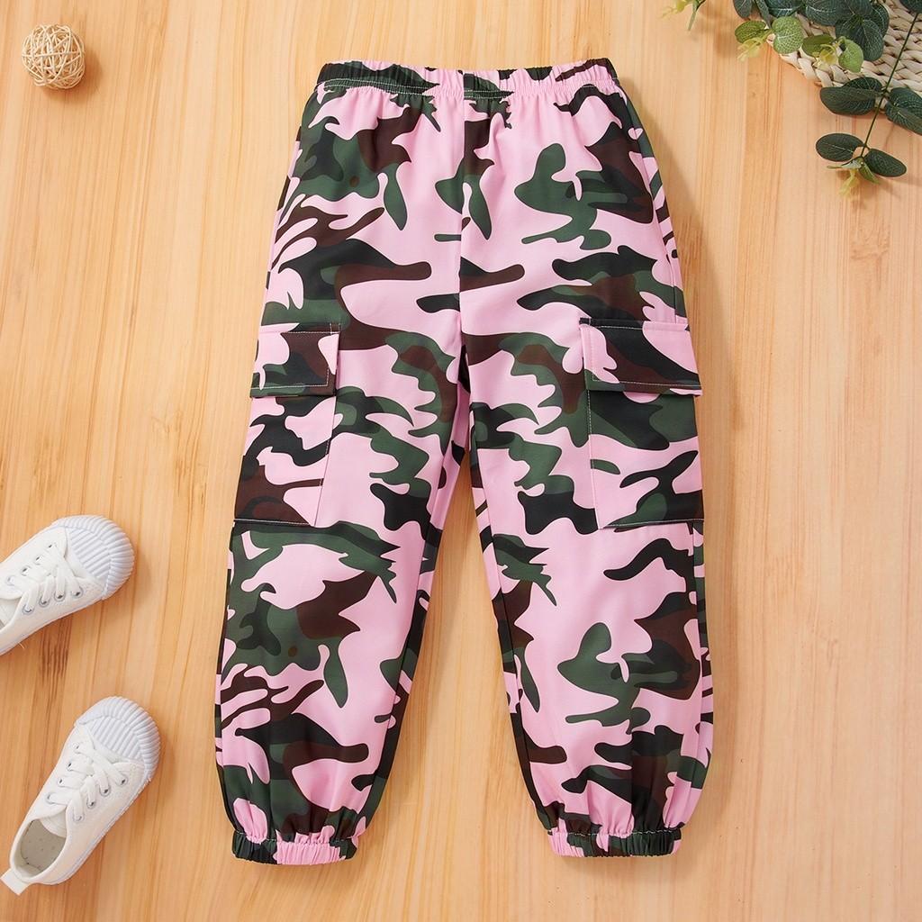 Girls pink clearance camo pants