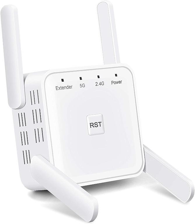 Extend WiFi Signal to Smart Home Devices 1200Mbps WiFi Range Extender Wireless Signal Repeater Booster WiFi Range Extender Dual Band 2.4G and 5G Expander 4 Antennas 360° Full Coverage 