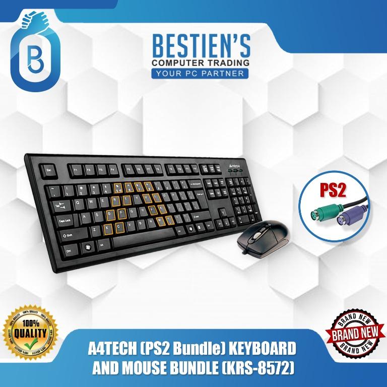 A4TECH KEYBOARD AND MOUSE BUNDLE PS2 TYPE (KRS-8372) (Category: Computer Keyboard) located in Quezon City. Submitted by besteinpc (Listing ID 1001208163, Image 1). Description: A4TECH KEYBOARD AND MOUSE BUNDLE PS2 TYPE (KRS-8372) SPECIFICATIONS 👉Keyboard: KRS-83 👉Keycaps: A-Shape, Round Edge 👉Hotkeys: 12 FN Multimedia Hotkeys 👉Character: Laser Engraving 👉Adjustable Keyboard Legs: Yes 👉Rating: 5 V / 30 mA 👉Dimension: 450 × 150 × 25 mm 👉Wei