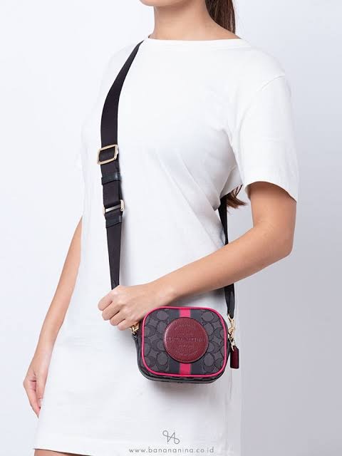AUTHENTIC Coach Mini Dempsey Camera Bag In Signature Jacquard With Coach Patch