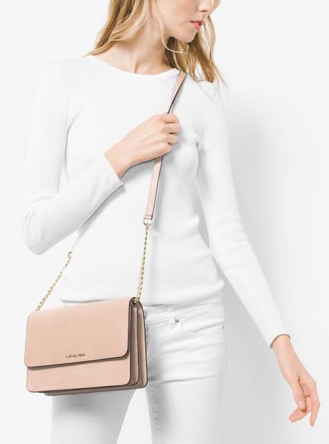 Michael Kors Daniela Large Saffiano Leather Crossbody Bag - Soft Pink  32S0GDDC3L-187 - AllGlitters