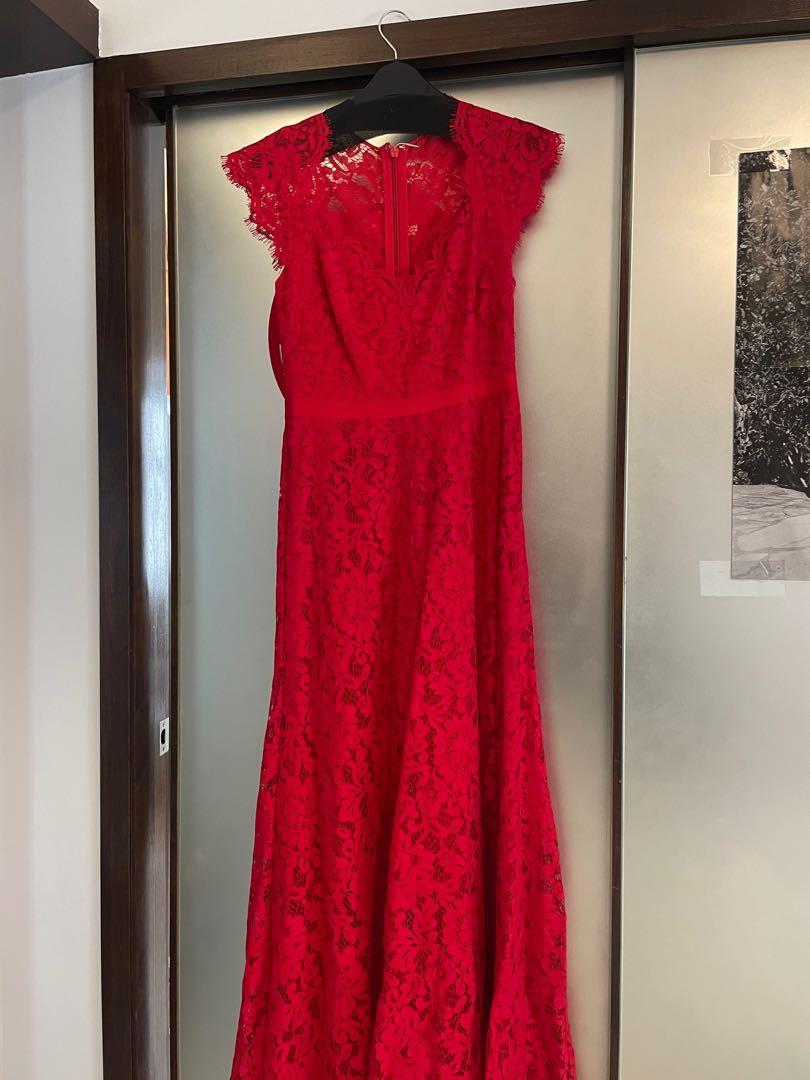 Bcbg red store lace dress
