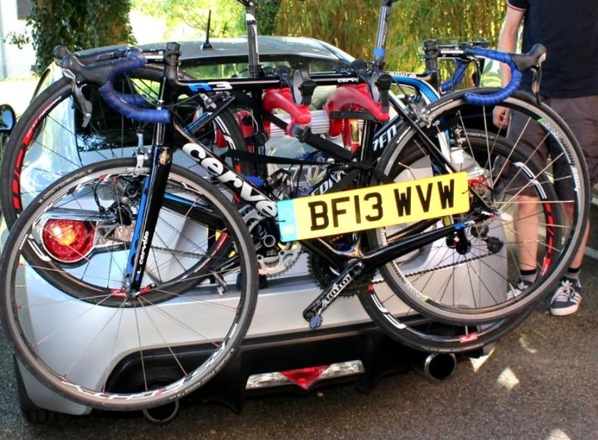 Bicycle Carriage Rack Car Number Plate at the rear of car. LTA compliant. You will get a fine ticket if no rear car plate transporting bike at the