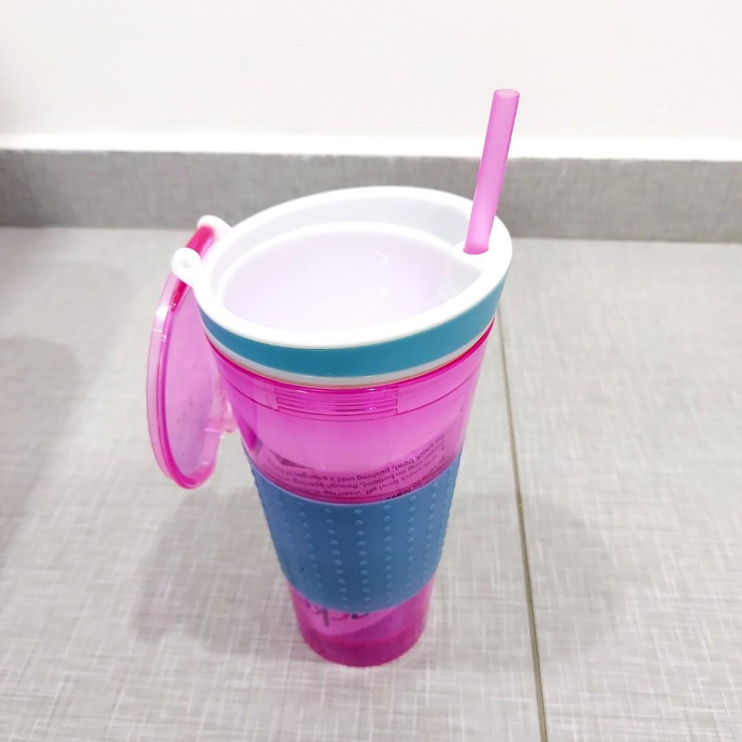 Snackeez 2-in-1 Drink & Snack Reusabke Cup - Set of 2 Pink Blue
