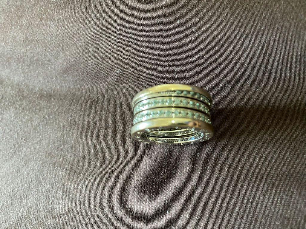 Jewellery & Watches Fine Rings Bvlgari Bvlgari  18ct White Gold Blue  Topaz Full Eternity Ring Size L 52 