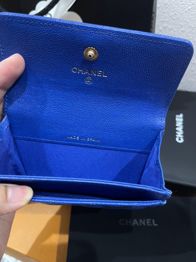 Chanel card holder LGHW (royal blue), Luxury, Bags & Wallets on Carousell
