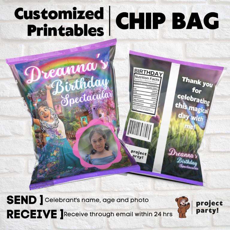 Customized Encanto Chip Bag Birthday Party Favors Goodie Bags