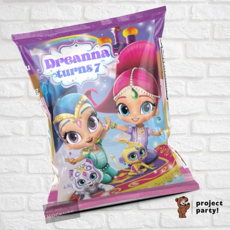 Customized Shimmer Shine Chip Bag Birthday Party Favors