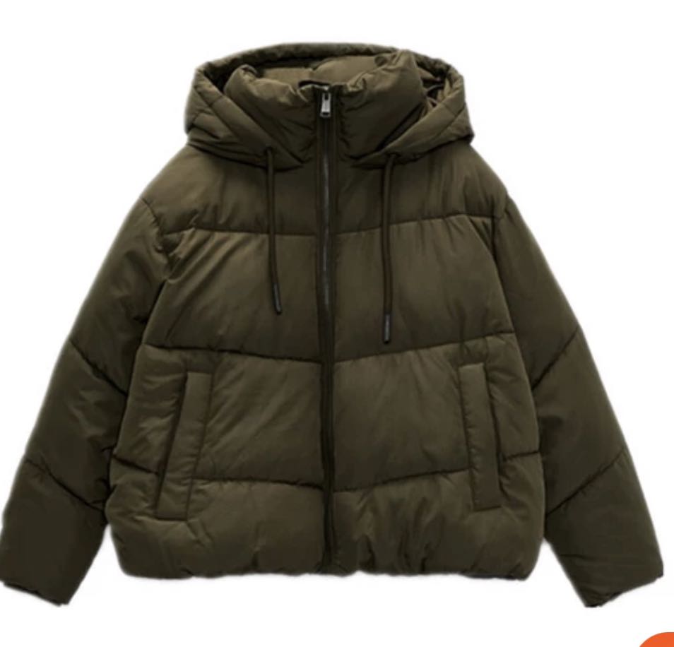 Green Puffer Down Jacket, Women's 