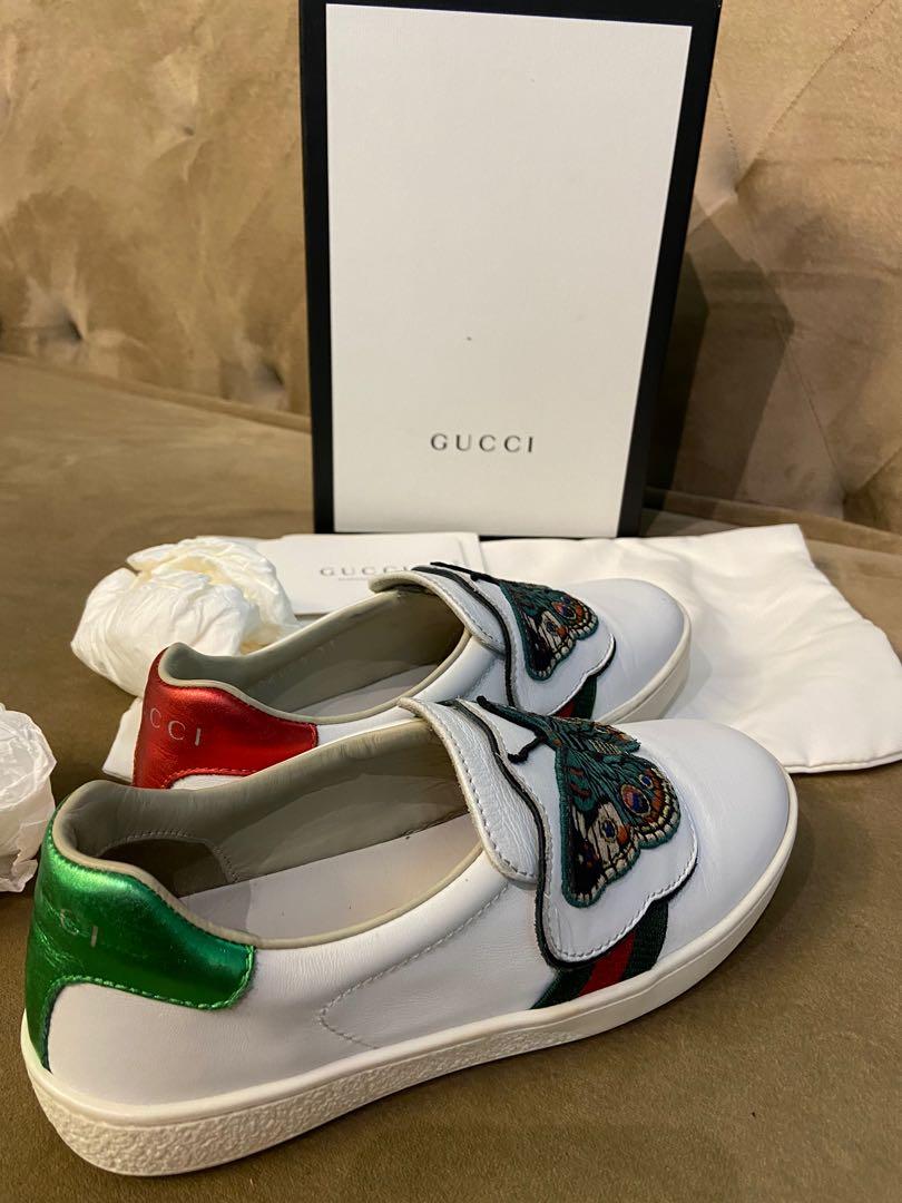 GUCCI Ace with Butterfly Embroidery Kids Sneakers