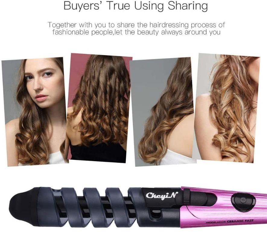Hair Rollers Curling Iron Wand, Hair Curler Spiral Salon Hair Styler Pro  Perfect Curl Electric Ceramic Other Home Appliances, Beauty & Personal  Care, Hair on Carousell