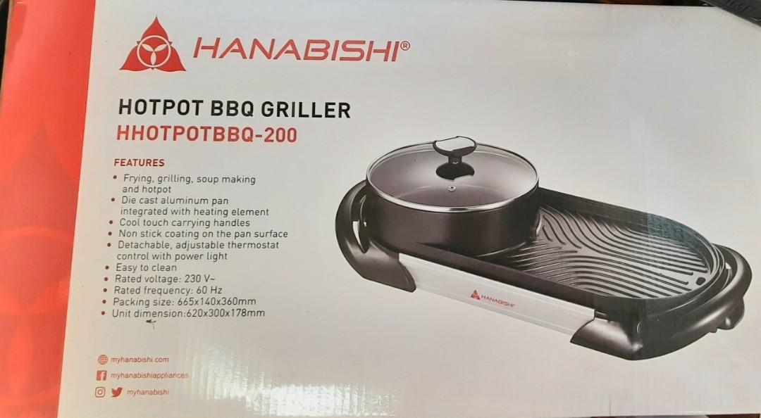 Hanabishi Hotpot BBQ Griller, TV & Home Appliances, Kitchen Appliances, BBQ, Grills & Hotpots on