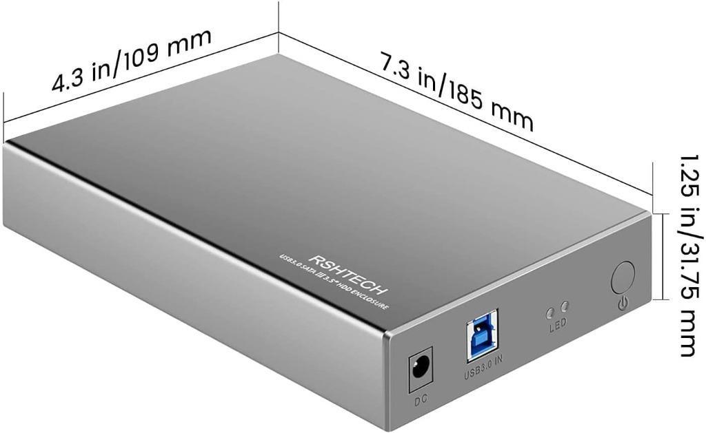 Hard Drive Enclosure RSHTECH USB 3.0 to SATA Aluminum External Hard