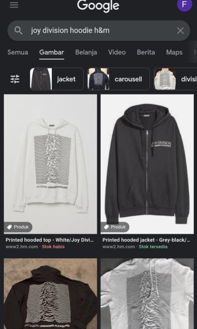 Hoodie Hu0026M JOY DIVISION ©2019, Fesyen Pria, Pakaian , Atasan di Carousell