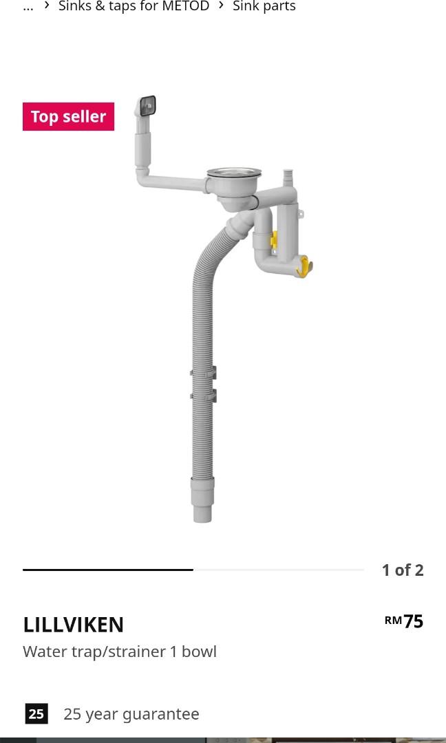 Ikea LILLVIKEN sink water trap strainer, Furniture & Home Living
