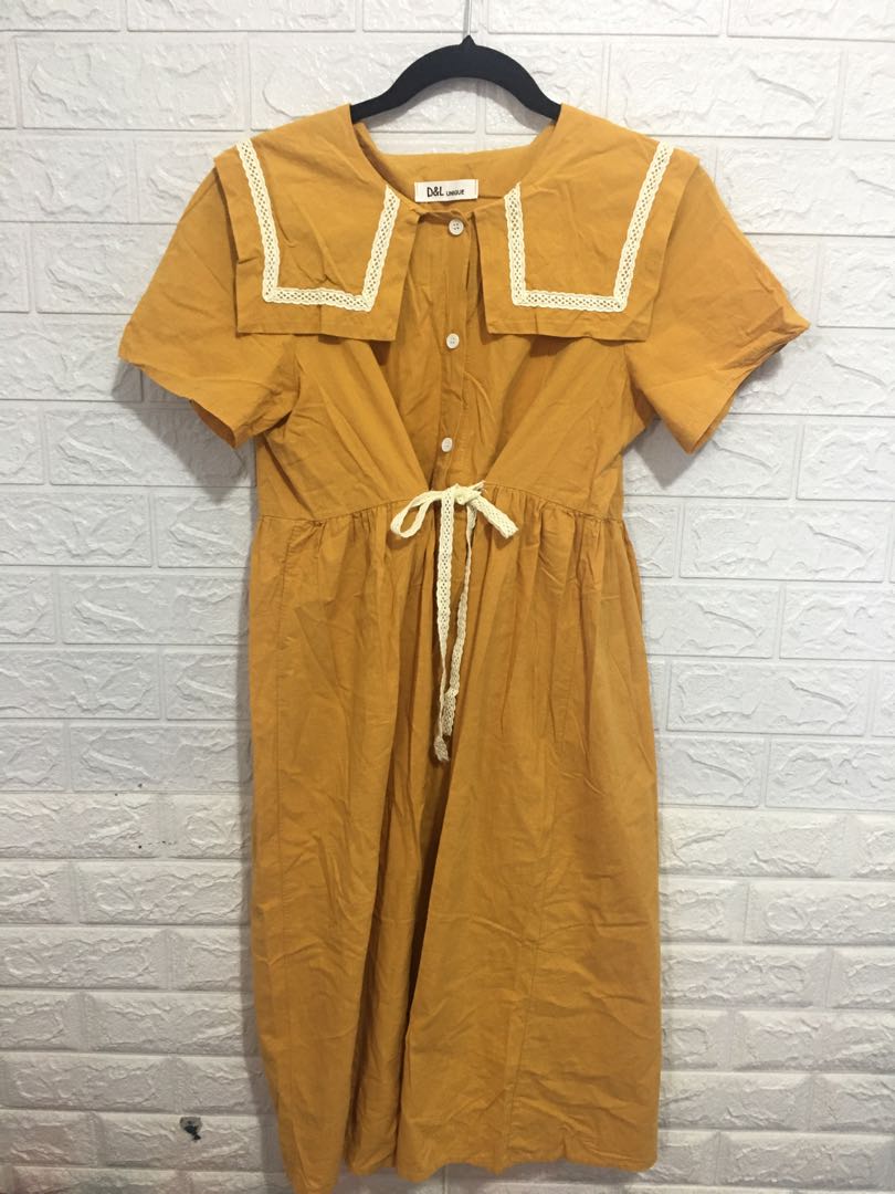 Korean mustard dress, Women's Fashion, Dresses & Sets, Dresses on Carousell