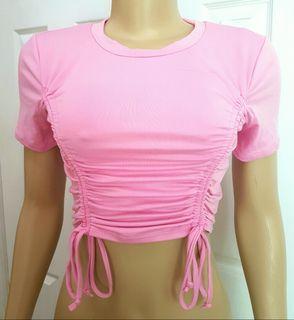 NWT! Pink Ruched Crop Top