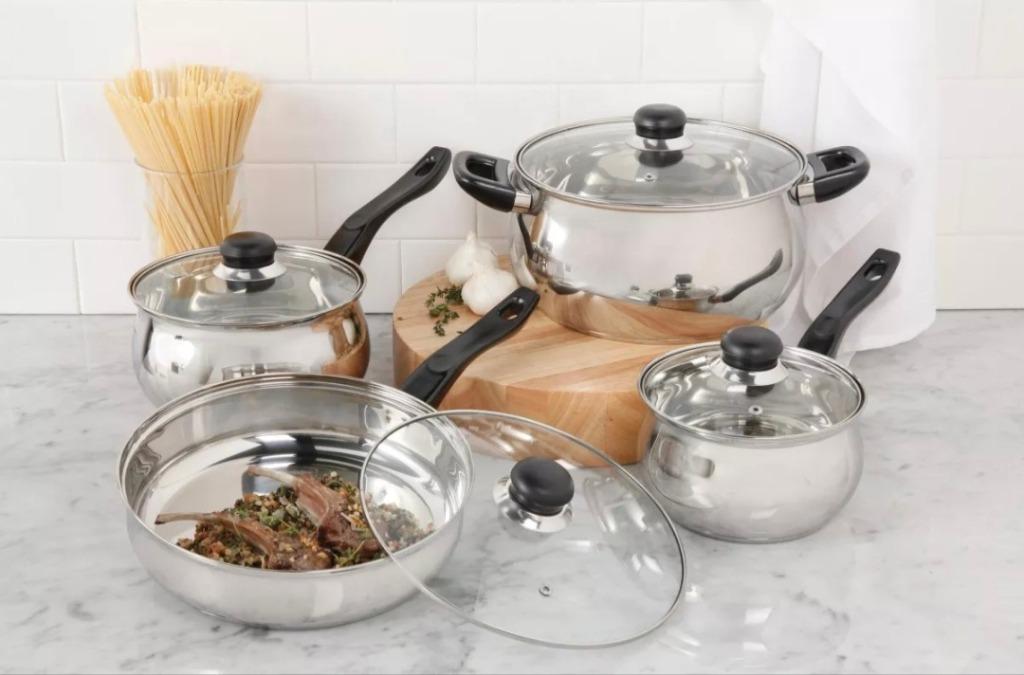 Oster Rametto 8 Piece Stainless Steel Kitchen Cookware Set with