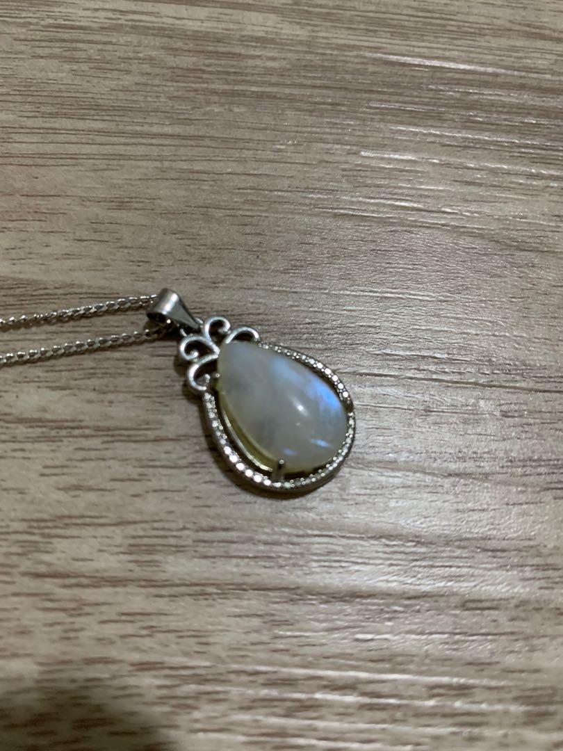 Real Moonstone S925 Necklace with extender Women s Fashion