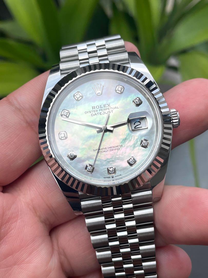 Rolex mother of hotsell pearl dial with diamonds