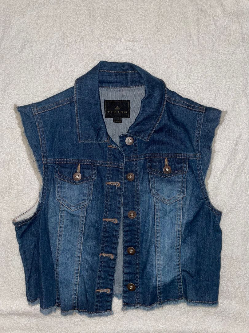 Timing - Maong Vest, Women's Fashion, Tops, Others Tops on Carousell