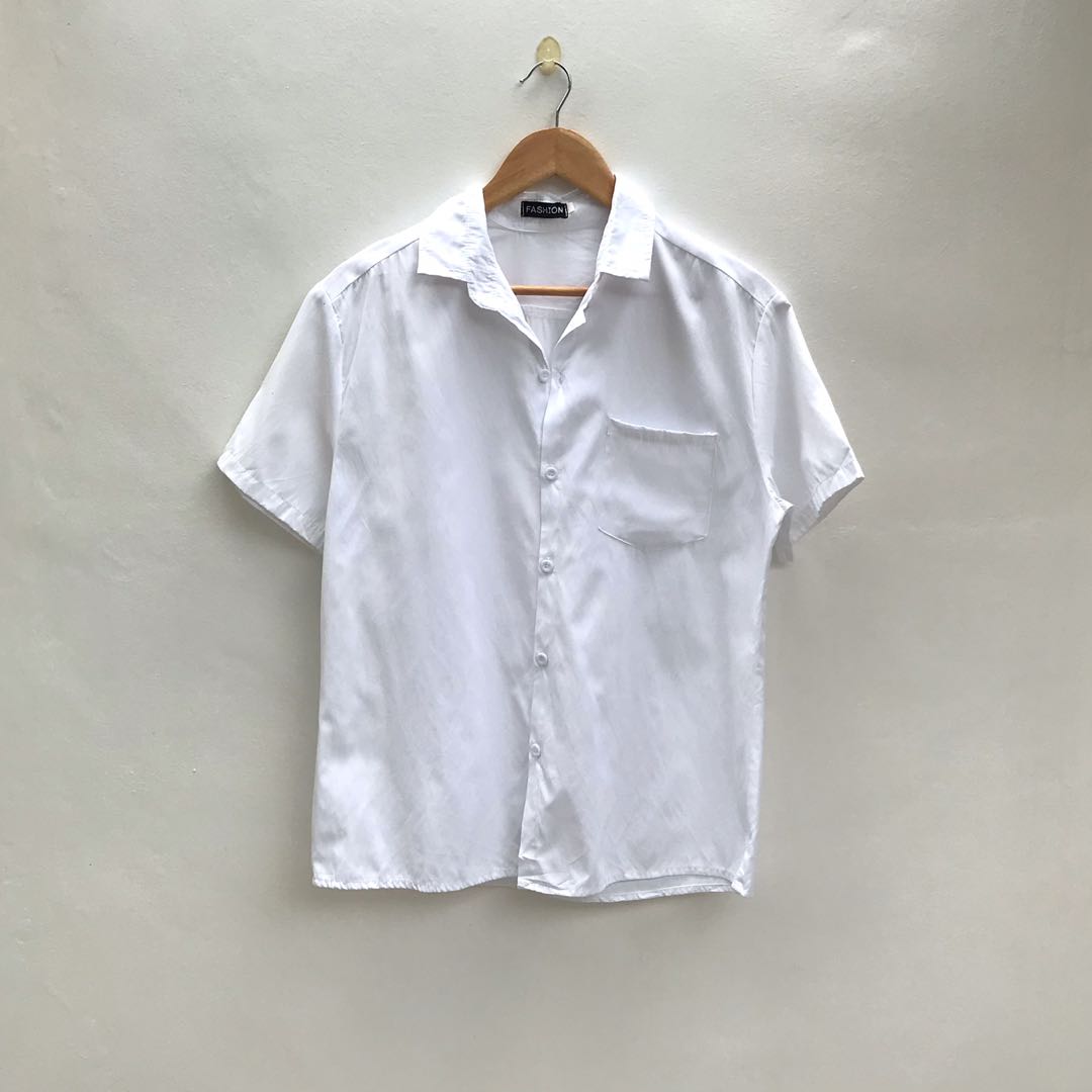 White polo button down short sleeve top