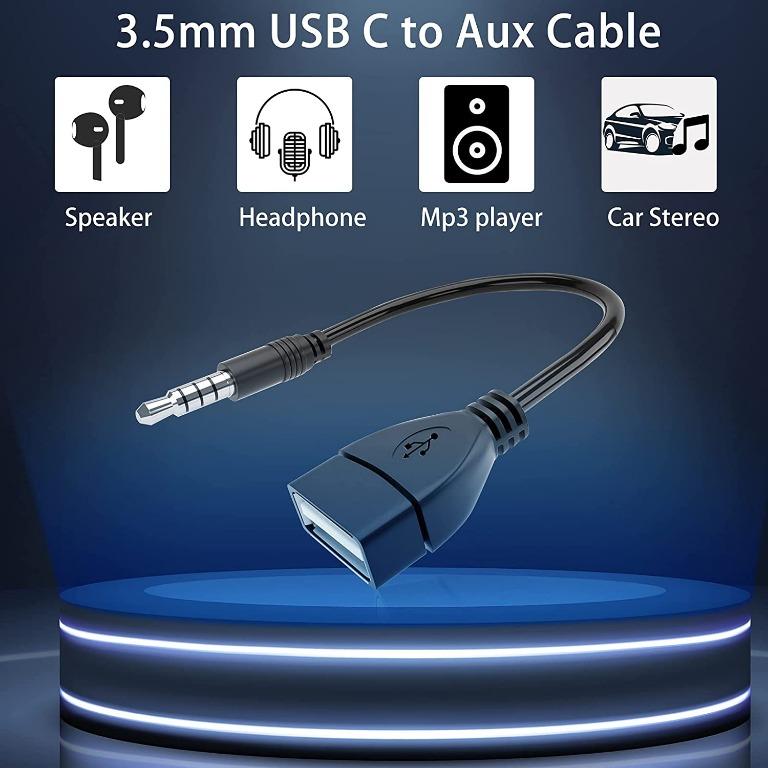 USB to Jack Adapter 3.5mm Male Aux Audio Plug to USB 2.0 Female