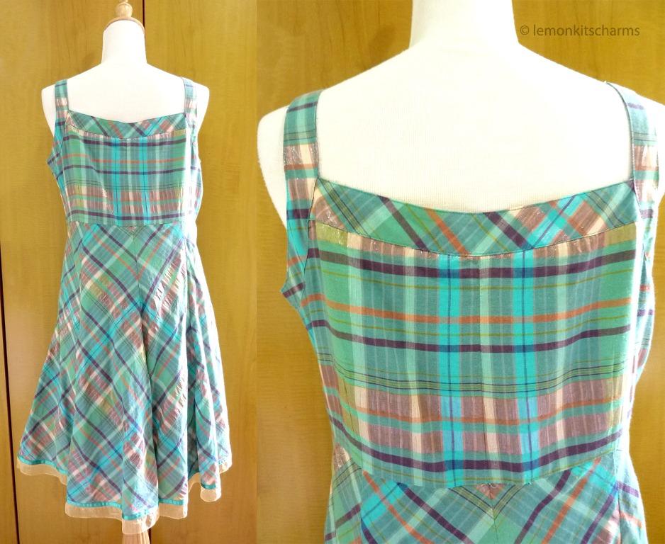 princess polly baby blue dress 90s Plaid Mini Dress (S)  Holy Thrift