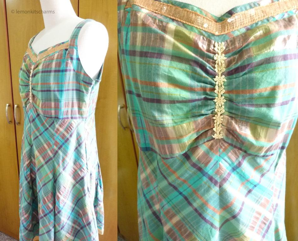princess polly baby blue dress Silk Laundry 90S SLIP DRESS - FOREST PLAID