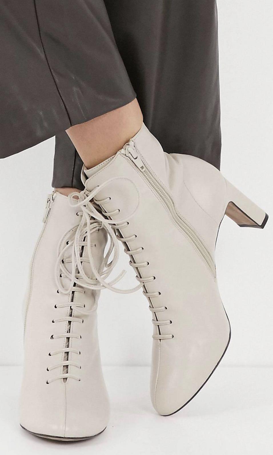 Whistles Dahlia lace up leather boots in stone size 37 Carousell