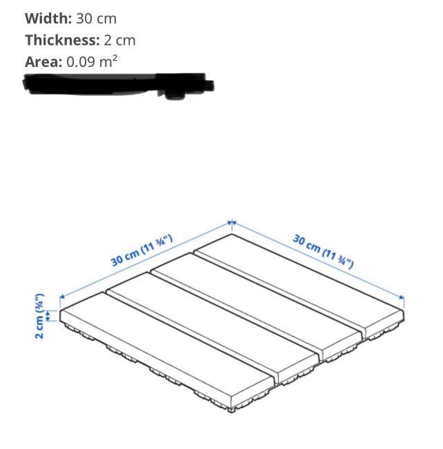 Wooden Deck Tiles (ikea), Furniture & Home Living, Outdoor Furniture on