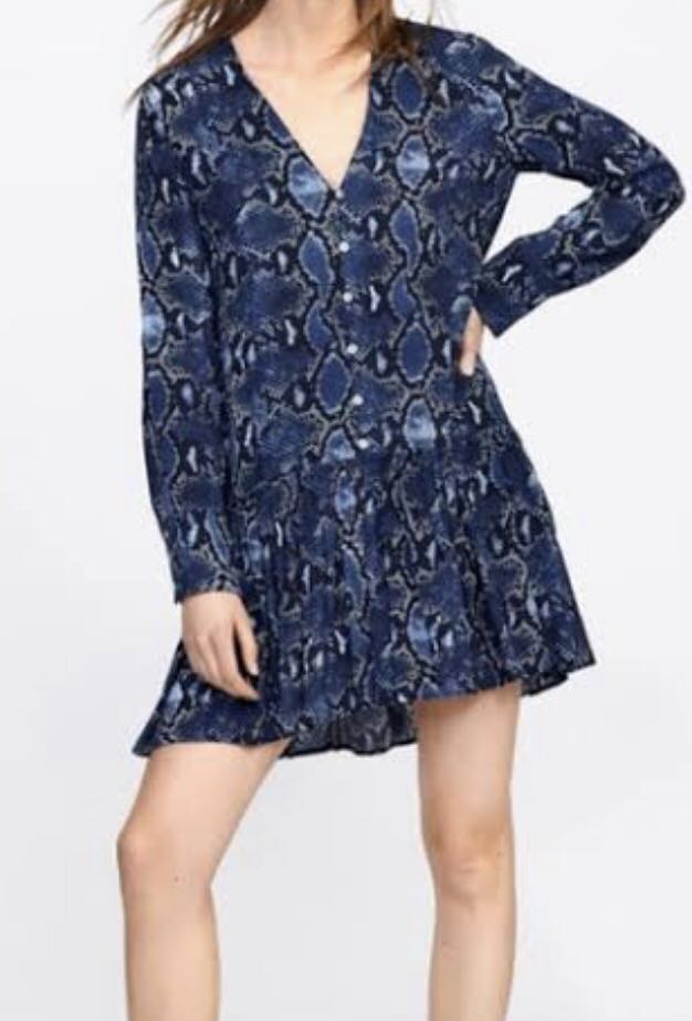Zara blue snake print dress outlet