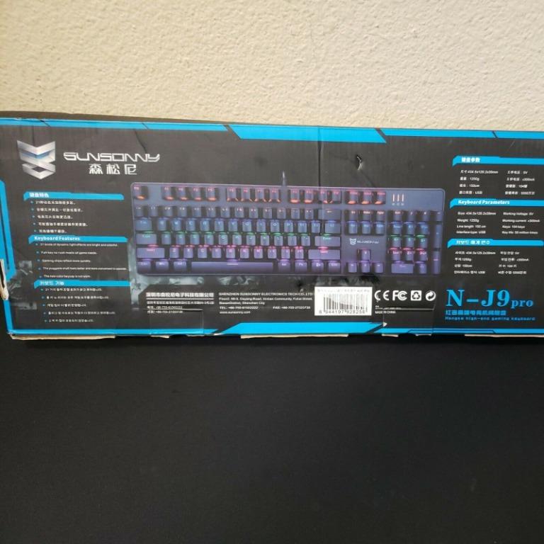 2021 sunsonny NJ9 PRO rgb light keyboard 61 key gamer desktop gaming mechanical keyboard