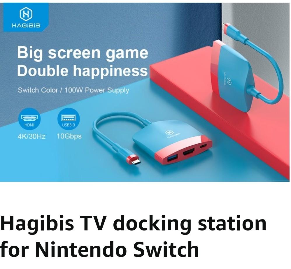 Switch Dock for Nintendo Switch OLED, Hagibis Portable TV Dock Charging  Docking Station with HDMI and USB 3.0 Port Replacement Base Dock Set Type C  to