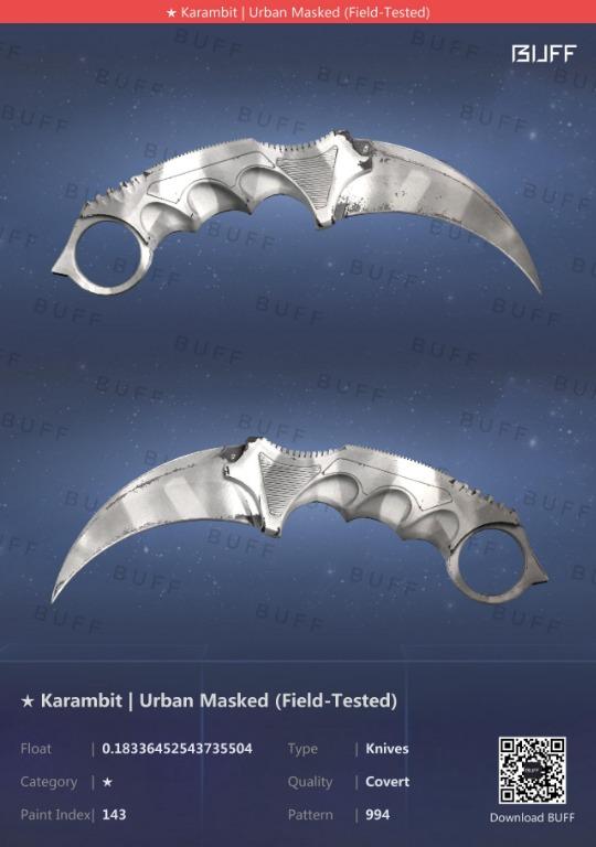 januar skære Persona ☆ Karambit | Urban Masked (Field-Tested), Video Gaming, Gaming Accessories,  In-Game Products on Carousell