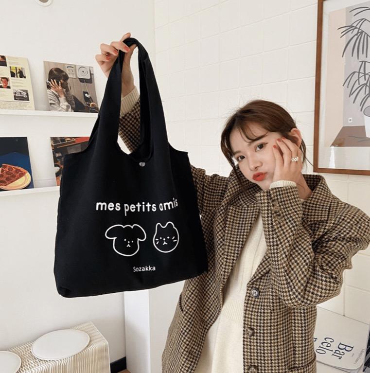 Korean style canvas tote bag clearance